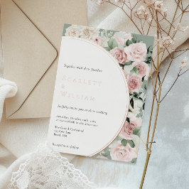 Invitación Con Relieve Metalizado RELIEVE METALIZADO Polvo Rosa Dorado Sabor Vintage