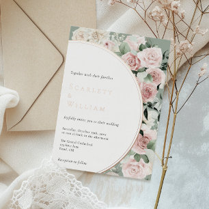 Invitación Con Relieve Metalizado RELIEVE METALIZADO Polvo Rosa Dorado Sabor Vintage