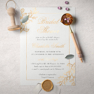 Invitación Con Relieve Metalizado Relieve metalizado Presa Floral Elegante Ducha Bri