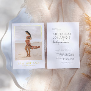 Invitación Con Relieve Metalizado Relieve metalizado presionado   Boho Pregnancy Pho
