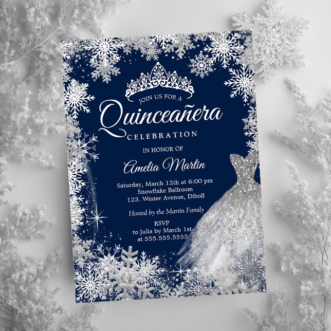 Invitación Con Relieve Metalizado Relieve metalizado Quinceanera de invierno de invi (Subido por el creador)