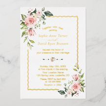 RELIEVE METALIZADO REAL Acuarela Boda Floral Rosa