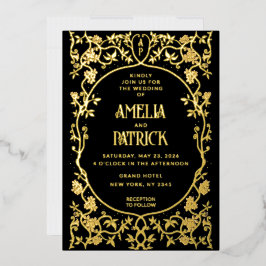 Invitación Con Relieve Metalizado Relieve metalizado real Art Nouveau Floral Boda ne