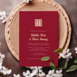 Invitación Con Relieve Metalizado Relieve metalizado REAL Boda chino de doble felici