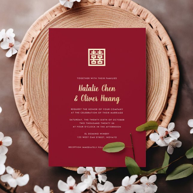 Invitación Con Relieve Metalizado Relieve metalizado REAL Boda chino de doble felici (Subido por el creador)