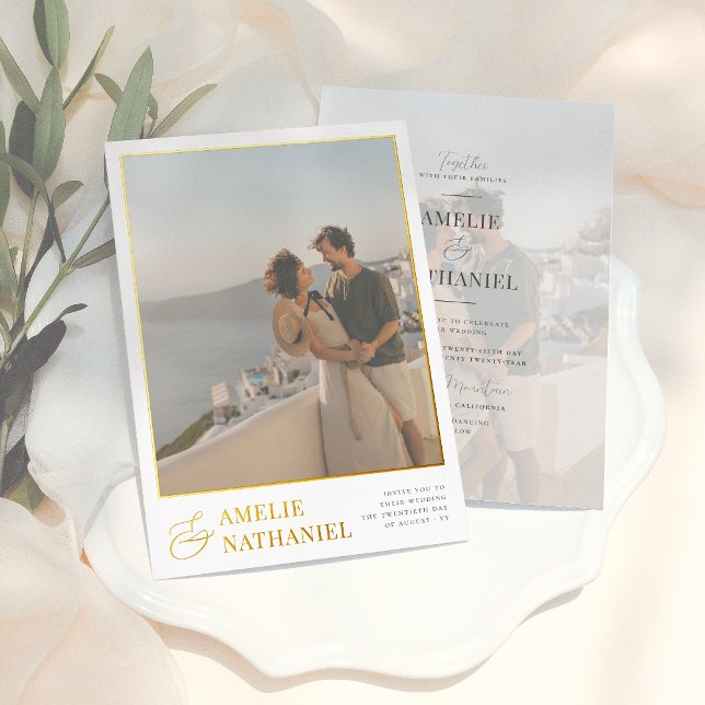 Invitación Con Relieve Metalizado Relieve metalizado real | Elegante Boda de Fotos d (Subido por el creador)