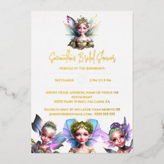 Invitación Con Relieve Metalizado Relieve metalizado real oro de hadas cuento de had