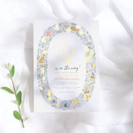 Invitación Con Relieve Metalizado Relieve metalizado real | Un salvaje Baby Shower d