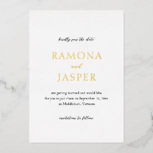 Invitación Con Relieve Metalizado Relieve metalizado simple de Boda blanco y negro G