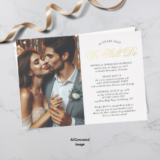Invitación Con Relieve Metalizado Renovación de Votos de Boda Aniversario Fiesta Fot
