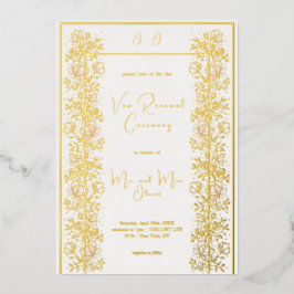 Invitación Con Relieve Metalizado Renovación de Votos de Magnolia Rosa