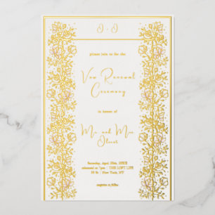 Invitación Con Relieve Metalizado Renovación de votos de magnolia rosa