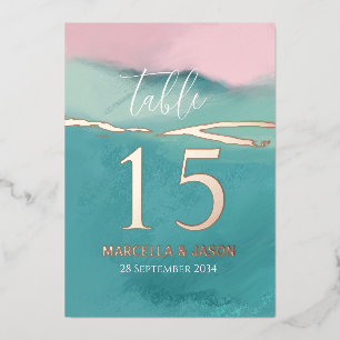 Invitación Con Relieve Metalizado Resumen artístico Boda de paisaje número de tabla