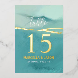 Invitación Con Relieve Metalizado Resumen artístico Boda de paisaje número de tabla