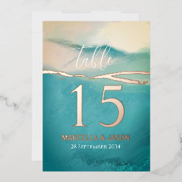 Invitación Con Relieve Metalizado Resumen artístico Boda de paisaje número de tabla