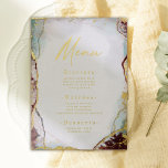 Invitación Con Relieve Metalizado Resumen de acuarela Boda de vino Menú Real Gold<br><div class="desc">Elegante Resumen Menús de Boda Eéreal Watercolor vino y aqua con selección de Relieve metalizado real en oro rosa, plata o oro amarillo. Esta moderna invitación a la boda es hermosa, pintada a mano con colores ricos, perfectos para el otoño. Mostrado en la colorida Paleta de color Boda Verde azulado...</div>