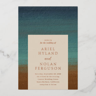 Invitación Con Relieve Metalizado Resumen Moda costera Boda moderno