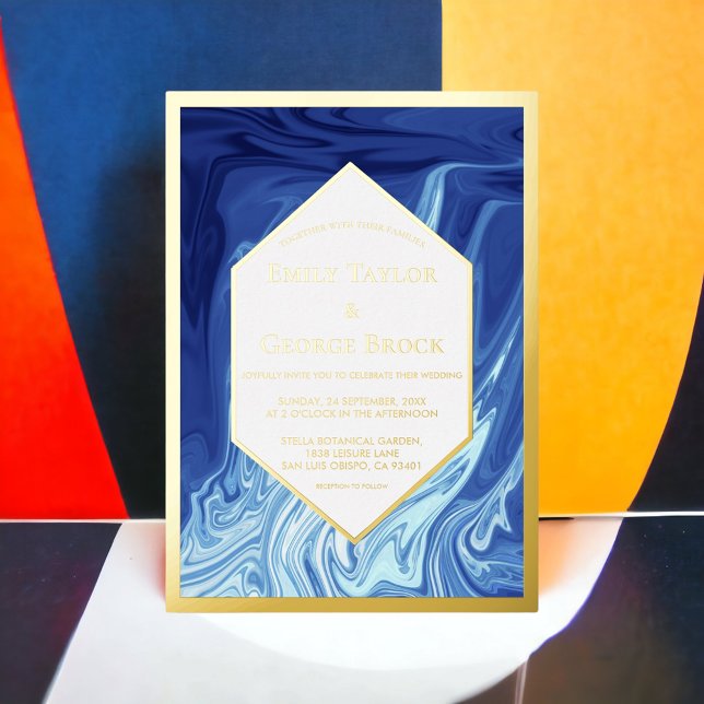 Invitación Con Relieve Metalizado Resumen moderno Obra maestra Boda elegante oro (Subido por el creador)
