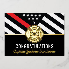 Invitación Con Relieve Metalizado Retirada del bombero del Departamento de Bomberos