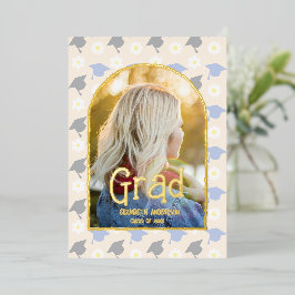 Invitación Con Relieve Metalizado Retro Peach Graduation Announcement