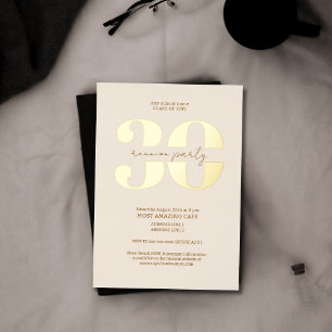 Invitación Con Relieve Metalizado Reunión clásica minimalista chic de 30 años