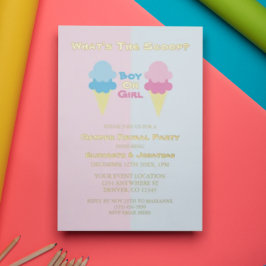 Invitación Con Relieve Metalizado Revelación de género con helado
