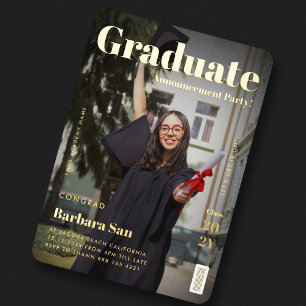 Invitación Con Relieve Metalizado Revista de Graduación de Oro Moderno Fiesta de Gra