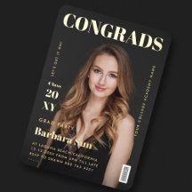 Revista moderna de fiesta de graduación negra y do