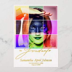 Invitación Con Relieve Metalizado Revista Pop Art Retro Moderno Graduación Foto