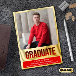 Invitación Con Relieve Metalizado Rojo con Relieve metalizado en bloque Lettering Ph