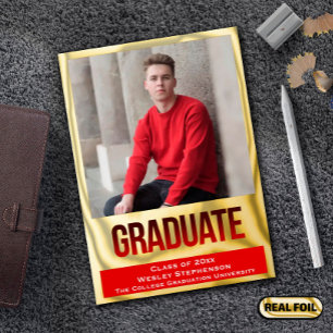 Invitación Con Relieve Metalizado Rojo con Relieve metalizado en bloque Lettering Ph