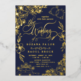 Invitación Con Relieve Metalizado Romance Elegante | Bodas con Hoja de Oro Rosa