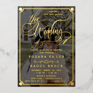 Invitación Con Relieve Metalizado Romance elegante Rosa Relieve metalizado dorado
