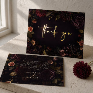 Invitación Con Relieve Metalizado Romance Enraizado Burgundy Malhumorado Agradecimie