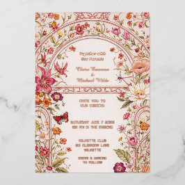 Invitación Con Relieve Metalizado Romantic floral garden