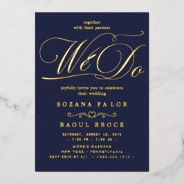 Invitación Con Relieve Metalizado Romantic Gold Foil Emerald Flourish Nosotros Hacem