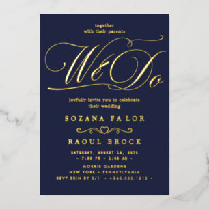 Invitación Con Relieve Metalizado Romantic Gold Foil Emerald Flourish Nosotros Hacem