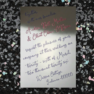 Invitación Con Relieve Metalizado Romantic Spring Wedding Mauve, Purple & Silver