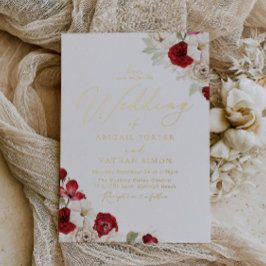 Invitación Con Relieve Metalizado Romantic Vibrant Elegant Gold Foil Wedding