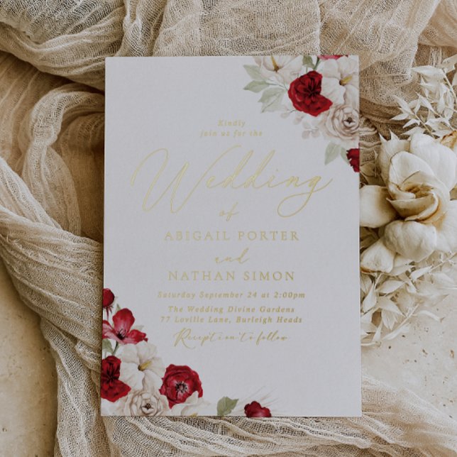 Invitación Con Relieve Metalizado Romantic Vibrant Elegant Gold Foil Wedding (Subido por el creador)