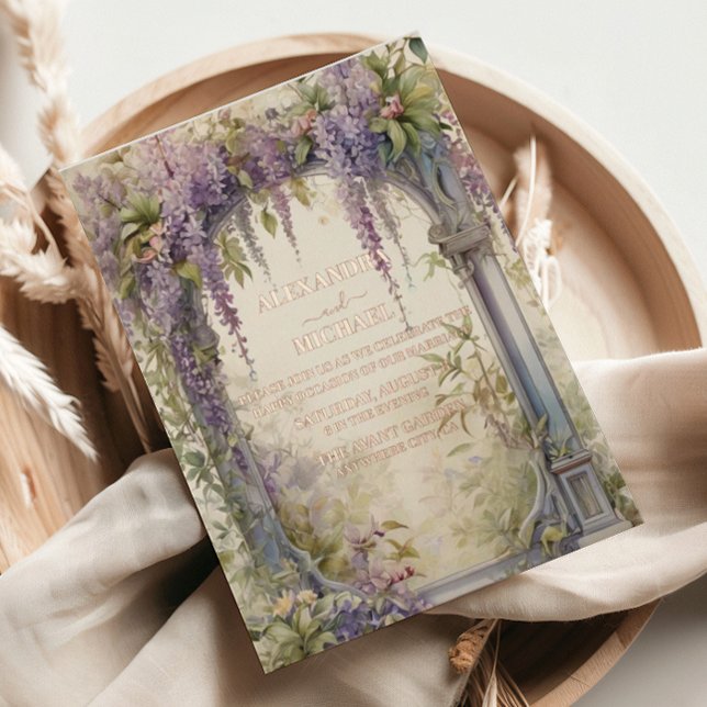 Invitación Con Relieve Metalizado Romantic Wisteria Arch Wedding (Subido por el creador)