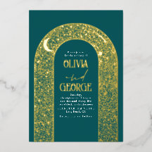 Romántico Moderno Celestial Boda Azul Teal Oro