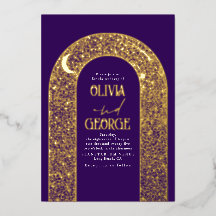 Romántico Moderno Celestial Bodas Púrpura & Oro