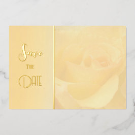 Invitación Con Relieve Metalizado Rosa Amarilla pálida salva la fecha cumpleaños