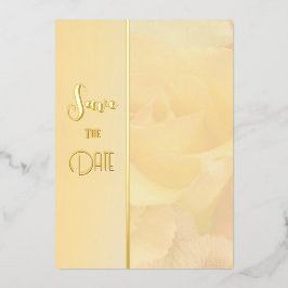 Invitación Con Relieve Metalizado Rosa amarillo pálido