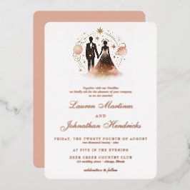 Invitación Con Relieve Metalizado Rosa Boda celeste