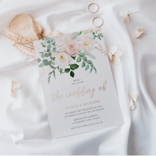 Invitación Con Relieve Metalizado Rosa Boda de oro de Rubor & Ivory Flowers