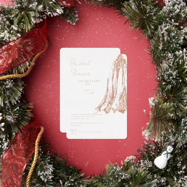 Invitación Con Relieve Metalizado Rosa Boda de Relieve metalizado dorado Vestido Duc (in situ)