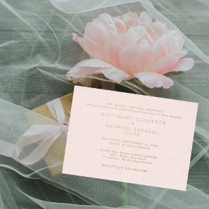 Invitación Con Relieve Metalizado Rosa Claro Bodas Lámina de Oro