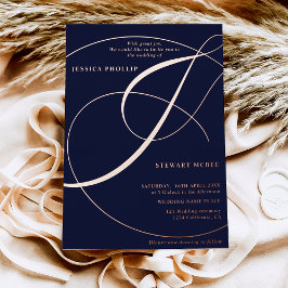 Invitación Con Relieve Metalizado Rosa de boda de caligrafía y caligrafía manuscrita